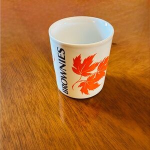 Brownies of Canada White Ceramic Mug with Orange Leaf Design